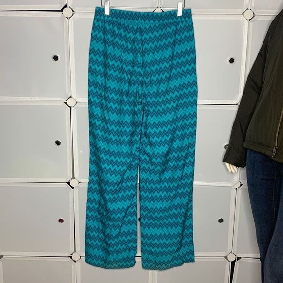 Zara Blue Green Geometric Palazzo Print Pull On pants Size Medium - Picture 3 of 14